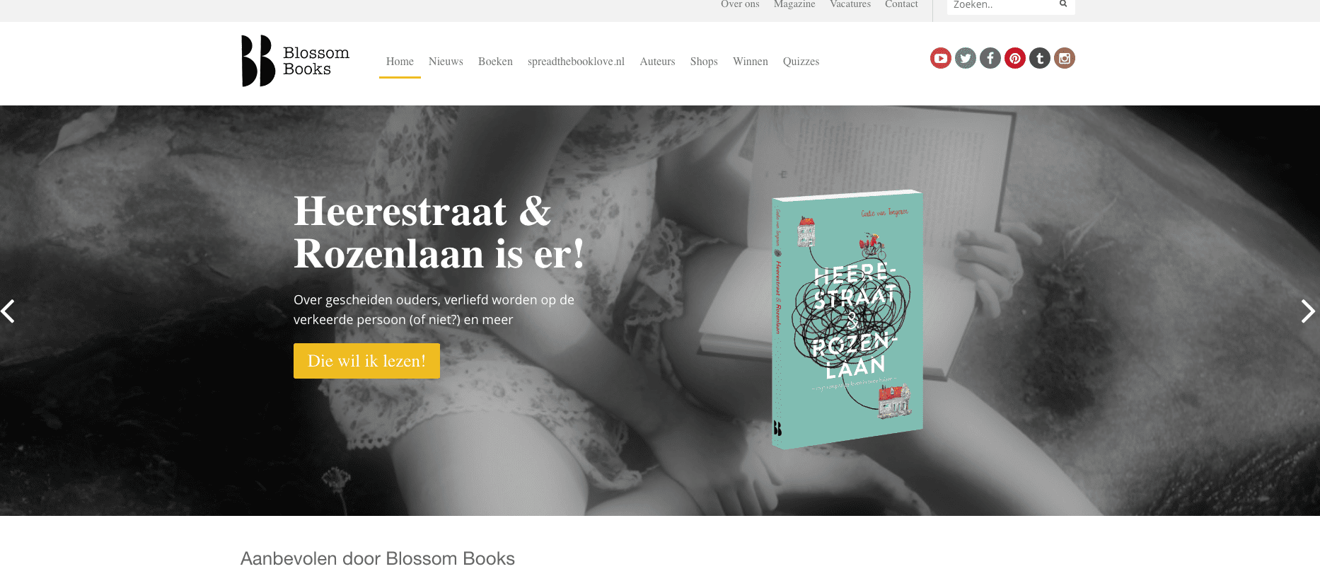 Heerestraat en Rozenlaan, Blossom Books, homepage, young adult, YA, Carlie van Tongeren